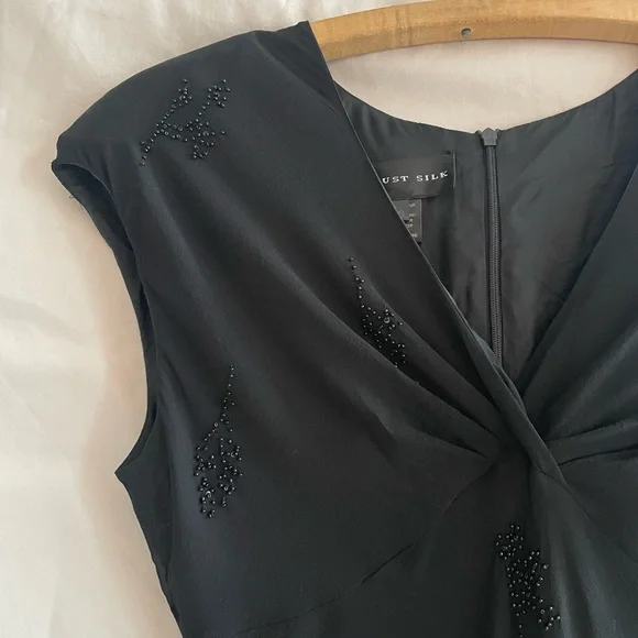 August Silk Vintage Black 100% Silk Midi Dress - Picture 4 of 7